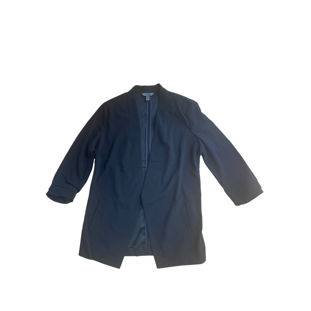 One by Chapter One Sportswear Black Open Front Blazer 3/4 Sleeve XS CHU33113